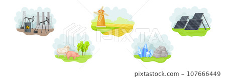 Natural Resources of Land and Earth Vector Set 107666449