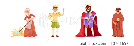 Medieval People Characters from European Middle Ages Period Vector Set 107666523