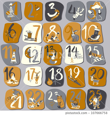 Merry Christmas advent calendar greeting card 107666758
