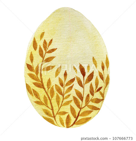 watercolor hand drawing. Easter Egg. cute painted egg with designs of leaves and flowers. natural colors, boho style watercolor hand drawing. Easter Egg. cute painted egg with designs of leaves and flowers. natural colors, boho style 107666773