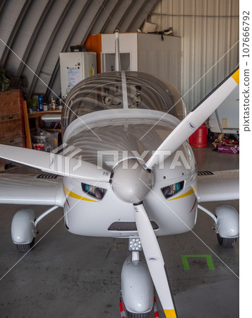 Detail of sport airplane on airport during exhibition day 107666792