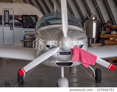 Detail of sport airplane on airport during exhibition day 107666793