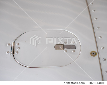 Detail of smalll airplane body. Ultralight plane or drone, 107666801