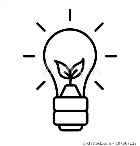 Renewable green energy. production sustainable electricity. Future technology icon with protect eco green concept vector illustration outline. carbon emission net zero neutral Renewable green energy. production sustainable electricity. Future technology icon with protect eco green concept vector illustration outline. carbon emission net zero neutral 107667122