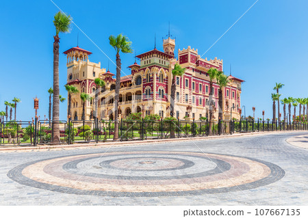Montaza Palace full view, famous architectural complex of Alexandria, Egypt Montaza Palace full view, famous architectural complex of Alexandria, Egypt 107667135