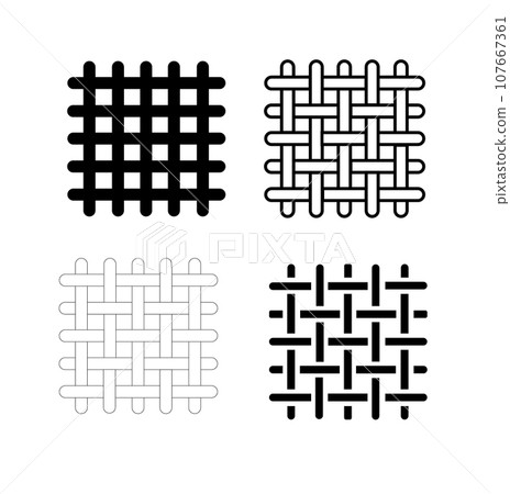 Textile fabric icons. Textile symbol. Interlacing of fibers. Vector 107667361