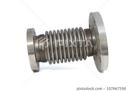 Bellows flange compensator isolated on white 107667590