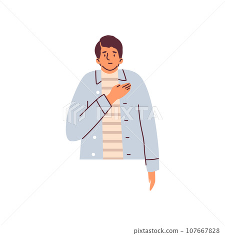 Man shows please deaf sign language, articulated gesture for conversation deafness people, vector social communication 107667828