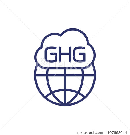 GHG icon, greenhouse gas line vector 107668044
