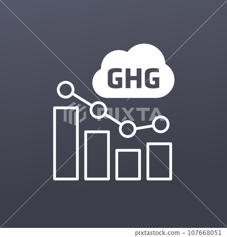 GHG, reducing greenhouse gas emission icon 107668051