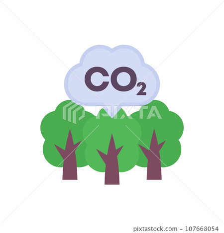 carbon offset icon, co2 emissions reduction 107668054