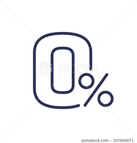 zero percent line icon, vector 107668071