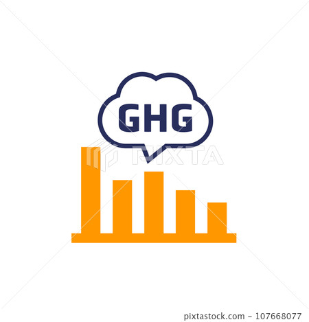 GHG, greenhouse gas emissions levels chart icon GHG, greenhouse gas emissions levels chart icon 107668077