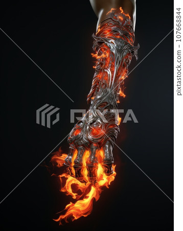 Fire sword in a male warrior's hand. AI Fire sword in a male warrior's hand. AI 107668844