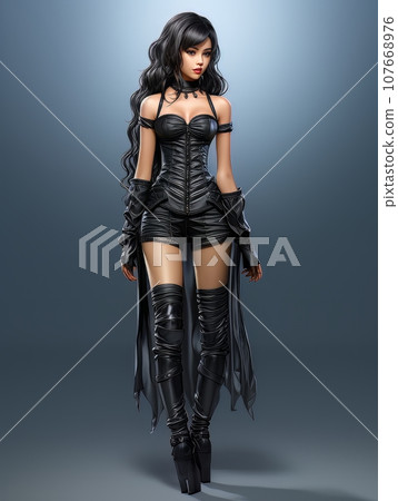 Image of a beautiful doll in fashionable clothes in anime style. AI Image of a beautiful doll in fashionable clothes in anime style. AI 107668976