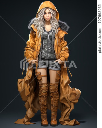 Image of a beautiful doll in fashionable clothes in anime style. AI Image of a beautiful doll in fashionable clothes in anime style. AI 107668983