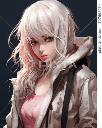 Anime girl in manga style. AI 107668984