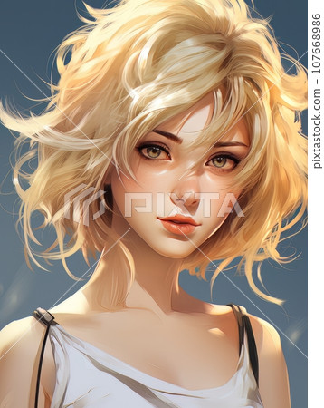 Anime girl in manga style. AI 107668986