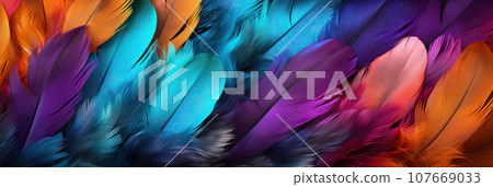 Vivid multi-colored feathers 107669033