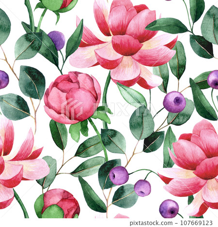 pattern, flower, watercolor 107669123