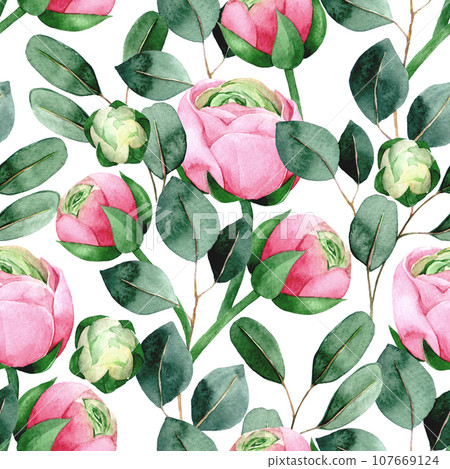 pattern, flower, watercolor 107669124