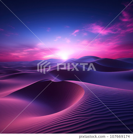 Glowing sands and dunes in neon colors 107669174