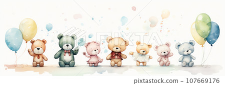 funny bear with flowers and balloons funny bear with flowers and balloons 107669176