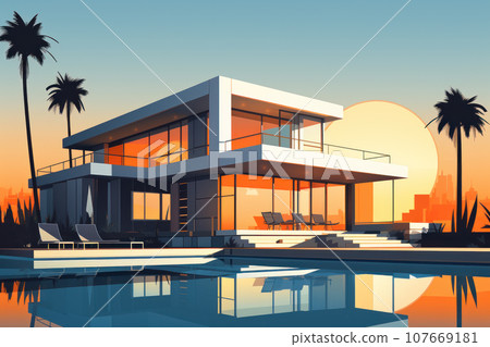 Villa in a minimalist cubic style 107669181