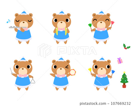 Christmas concert bear icon set Christmas concert bear icon set 107669232
