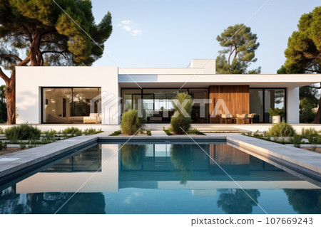 Minimalist cubic house exterior 107669243