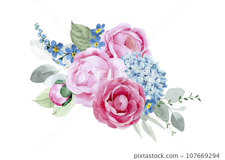 rose, watercolor, bloom 107669294