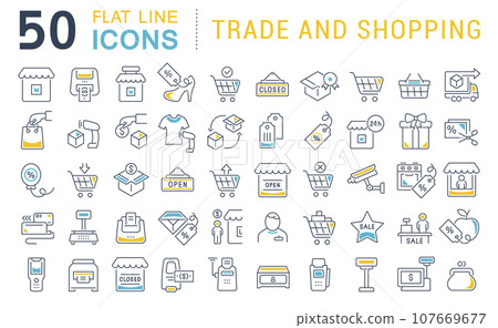 Set Vector Line Icons of Trade and Shopping Set Vector Line Icons of Trade and Shopping 107669677