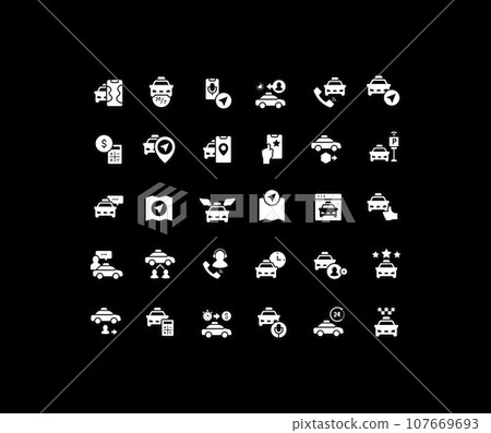 Set of Simple Icons of Taxi Services 107669693