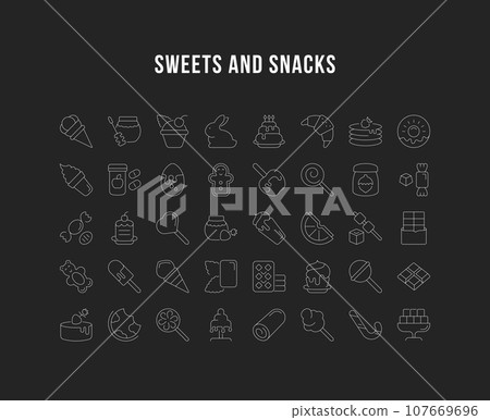 Set Vector Line Icons of Sweets 107669696