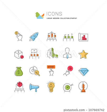 Set Vector Line Icons of Startup 107669742