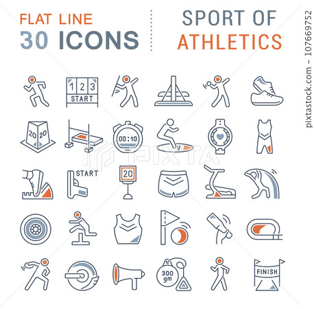Set Vector Line Icons of Sport of Athletics. Set Vector Line Icons of Sport of Athletics. 107669752