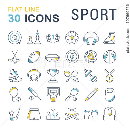 Set Vector Line Icons of Sport. Set Vector Line Icons of Sport. 107669756