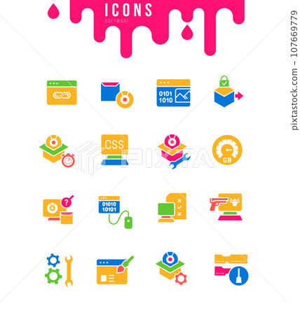 Set of Simple Icons of Software 107669779