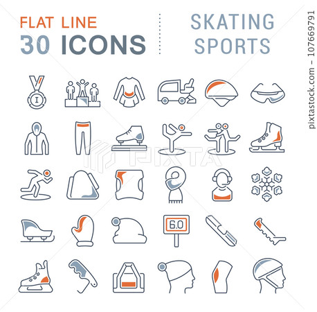 Set Vector Line Icons of Skating Sports. 107669791
