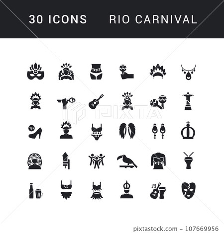 Vector Simple Icons of Rio Carnival Vector Simple Icons of Rio Carnival 107669956