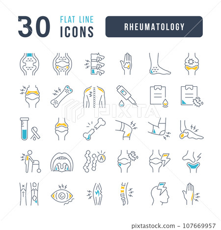 Set of linear icons of Rheumatology 107669957
