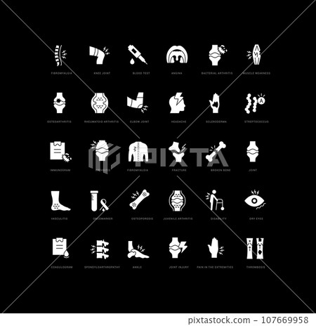 Set of simple icons of Rheumatology 107669958