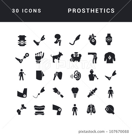 Set of simple icons of Prosthetics Set of simple icons of Prosthetics 107670088