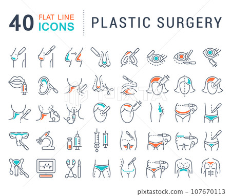 Set Vector Line Icons of Plastic Surgery. 107670113
