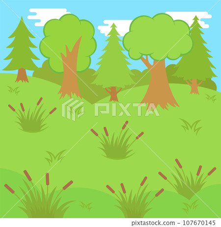 Children illustration of the sunny landscape. Children illustration of the sunny landscape. 107670145