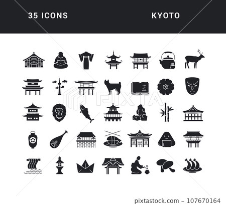 Set of simple icons of Kyoto Set of simple icons of Kyoto 107670164