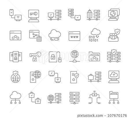 Set Vector Line Icons of Internet Technology 107670176