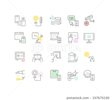 Set Vector Line Icons of Intelligent Building. 107670190