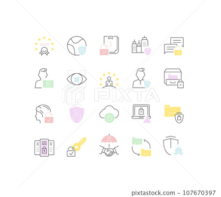Set Vector Line Icons of GDPR. Set Vector Line Icons of GDPR. 107670397