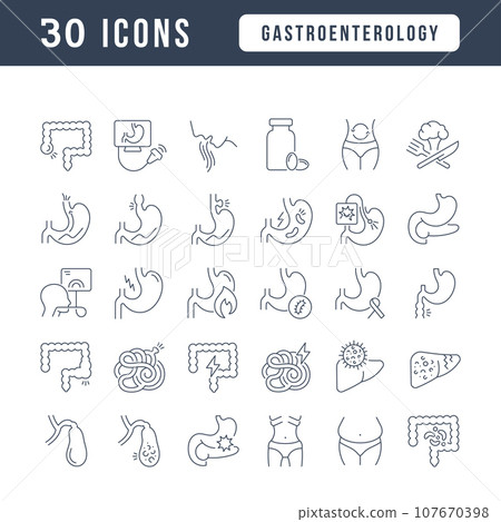 Set of linear icons of Gastroenterology 107670398
